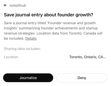 Confirmation screen with open in dashboard option